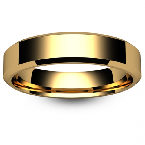 Flat Court Chamfered Edge - 5mm (CEI5Y) Yellow Gold Wedding Ring